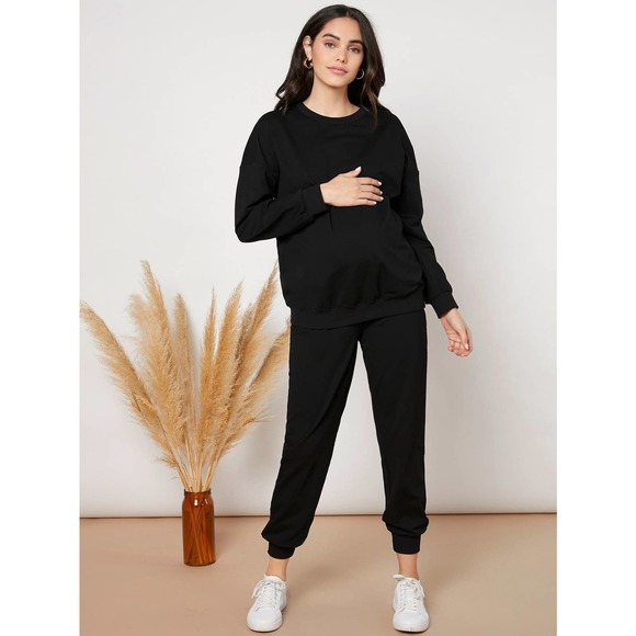 Maternity Drop Shoulder Pullover Joggers Set - Picture 4 of 4
